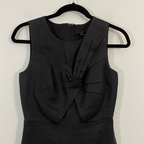 J. Crew Women's Black Drape Knot Linen Sheath Dress Size 00 #G4448 - Picture 2 of 7